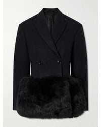 Alaïa - Double-Breasted Shearling-Trimmed Wool Blazer - Lyst