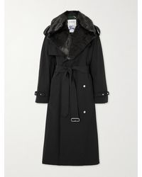 Burberry - Double-breasted Belted Faux Fur-trimmed Cotton-blend Shell Trench Coat - Lyst