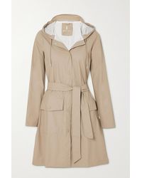 Rains Mantel Aus Shell Mit Kapuze Und Bindegürtel - Natur