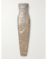 Rick Owens - Croc-Effect Bustier Denim-Blend Gown - Lyst