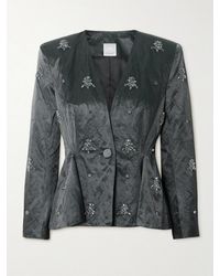 Huishan Zhang - Antoine Crystal-Embellished Crinkled Satin-Twill Blazer - Lyst