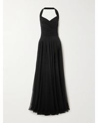 Norma Kamali - Cayla Pleated Stretch-Jersey And Mesh Halterneck Maxi Dress - Lyst