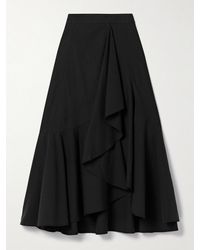 Ulla Johnson - Jupe Midi Effet Portefeuille En Serge De Coton Et De Tencel Mélangés À Drapé Sabina - Lyst
