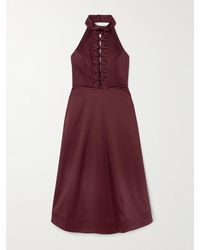 Rebecca Vallance - Cutout Bow-Detailed Duchesse-Satin Halterneck Midi Dress - Lyst