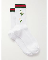 Gucci - Socken Aus Einer Gerippten Baumwollmischung Mit Streifen Und Stickereien - Lyst
