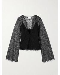 Brandon Maxwell - The Eloise Chantilly Lace And Crepe Top - Lyst