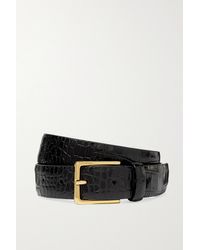 Anderson's Croc-effect Leather Belt - Black