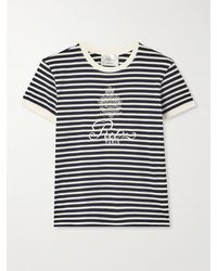 FRAME - Ritz Paris Embroidered Striped Cotton-Jersey T-Shirt - Lyst