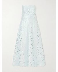 Costarellos - Vella Strapless Guipure Lace Midi Dress - Lyst