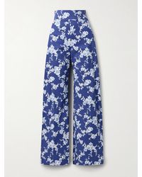 Carolina Herrera - Floral-Print Twill Wide-Leg Pants - Lyst