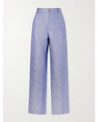 God's True Cashmere - Linen-Denim Straight-Leg Trousers - Lyst