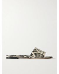 Aeyde - Anna Snake-Effect Leather Slides - Lyst