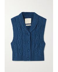 Suzie Kondi Cable-knit Cashmere Tank - Blue