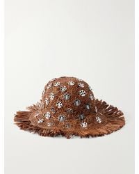 Rabanne - Autres Embellished Fringed Raffia Hat - Lyst