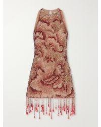 Clio Peppiatt - Fringed Beaded Sequin-Embellished Mini Dress - Lyst