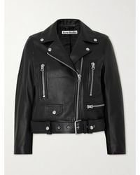 Acne Studios - Bikerjacke Aus Leder Mit Gürtel - Lyst