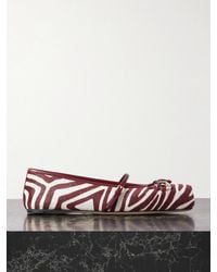 Gucci - Horsebit-Detailed Zebra-Print Calf Hair Ballet Flats - Lyst
