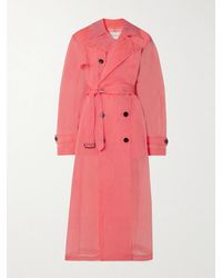 Dries Van Noten - Belted Double-Breasted Crinkled-Organza Trench Coat - Lyst