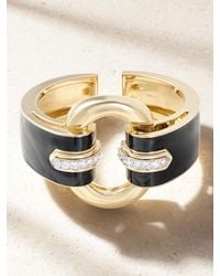 David Webb - Strap 18-Karat, Platinum, Diamond And Enamel Cuff - Lyst