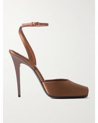 Saint Laurent - La Scandale Leather-Trimmed Satin Sandals - Lyst