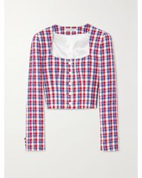 Alessandra Rich - Cropped Checked Tweed Jacket - Lyst
