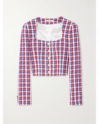 Alessandra Rich - Cropped Checked Tweed Jacket - Lyst