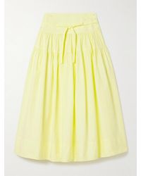 Ulla Johnson - Angeline Tie-Detailed Gathered Washed Cotton-Poplin Midi Skirt - Lyst
