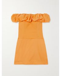 Bondi Born - Madeira Off-The-Shoulder Organic Cotton-Blend Poplin Mini Dress - Lyst