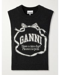 Ganni - Intarsia-Knit Wool-Blend Vest - Lyst