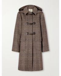 Barbour - Melody Leather-Trimmed Prince Of Wales Checked Wool-Blend Woven Coat - Lyst