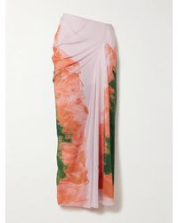 Dries Van Noten - Draped Printed Silk-Georgette Maxi Skirt - Lyst