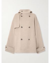 JW Anderson - Oversized Double-Breasted Hooded Brushed Wool Coat - Lyst