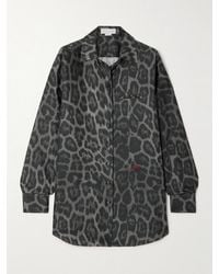 Stella McCartney - Oversized Leopard-Print Organic Silk-Satin Shirt - Lyst