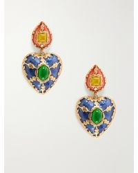 Saint Laurent - Bo Coeur-Tone Crystal-Embellished And Enamel Earrings - Lyst