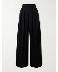 Saint Laurent - Pleated Wool Wide-Leg Pants - Lyst