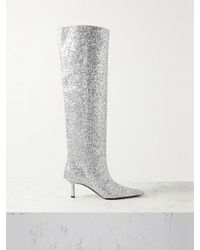 Alexander Wang - Viola Glittered Leather Knee Boots - Lyst