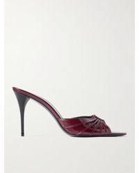Saint Laurent - Babylone Embellished Gathered Patent-Leather Mules - Lyst