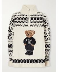Polo Ralph Lauren - Embroidered Fair Isle Wool And Cashmere-Blend Half-Zip Sweater - Lyst