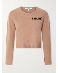 Chloé - Scalloped Wool And Cashmere Blend Sweater - Lyst