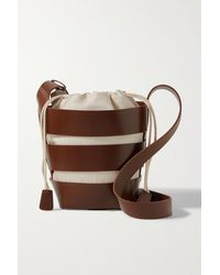 Paco Rabanne Cage Mini Leather And Canvas Bucket Bag - Brown