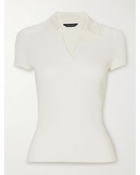 Balenciaga - Embroidered Ribbed Wool-Blend Polo Shirt - Lyst