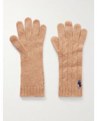 Polo Ralph Lauren - Logo-Embroidered Cable-Knit Wool-Blend Gloves - Lyst