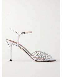 Aquazzura - Serenity 85 Knotted Metallic Leather Sandals - Lyst
