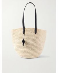 Hunting Season - Market Leather-Trimmed Woven Raffia Tote - Lyst