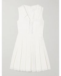 ShuShu/Tong - Lace-Trimmed Pleated Wool And Linen-Blend Mini Dress - Lyst