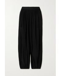 Loewe + Paula's Ibiza Draped Cotton-voile Trousers - Black