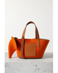 Loewe Elephant Small Leather-trimmed Felt Tote - Orange