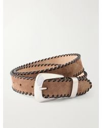 KHAITE - Benny Leather-Trimmed Suede Belt - Lyst