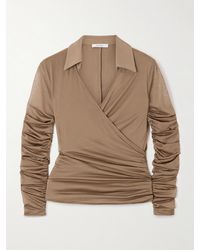 Max Mara - Wickelbluse Aus Stretch-Jersey Mit Applikation - Lyst