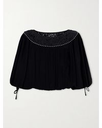Isabel Marant - Nelida Lace-Trimmed Silk-Gauze Blouse - Lyst